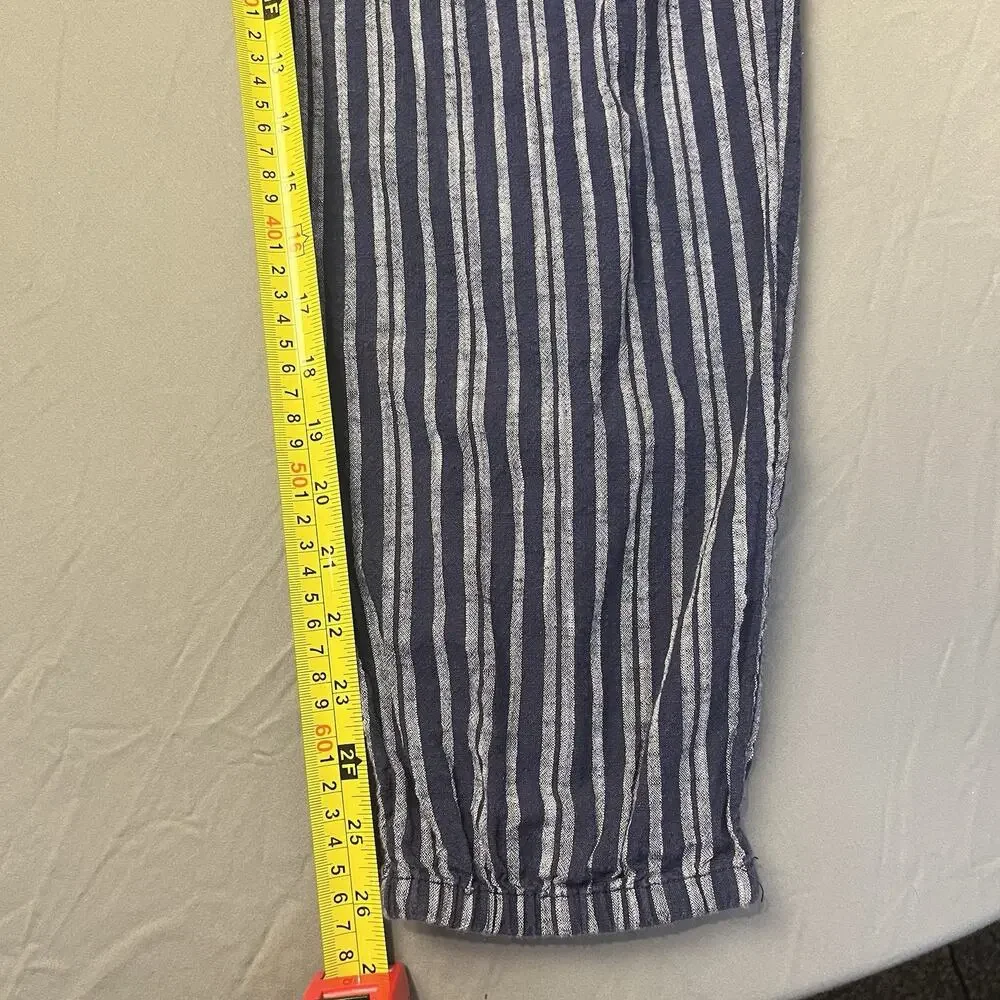 Aerie Jumpsuit Medium Blue/White Strapless Jogger Style 100% Cotton Pockets - Picture 7 of 7